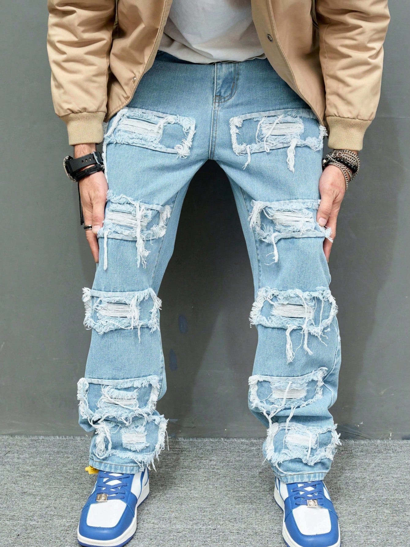 Men'S Retro Casual Loose Fit Wide Leg Jeans, Street Fashion Trousers
